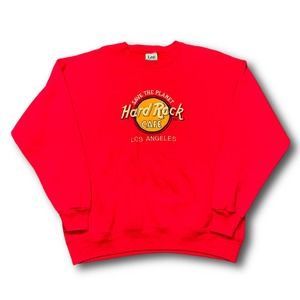 Hard Rock Café Los Angelos 90s Vintage Red Crewneck Sweater